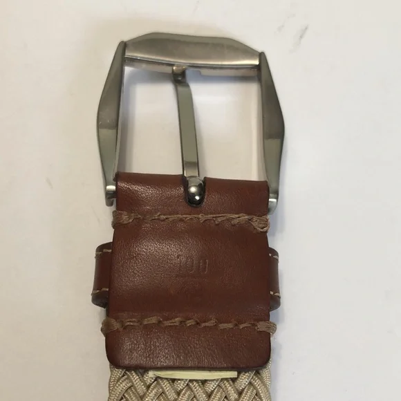 Tan Brown Stretch Woven & Leather Buckle Belt size 40 - Picture 9 of 12